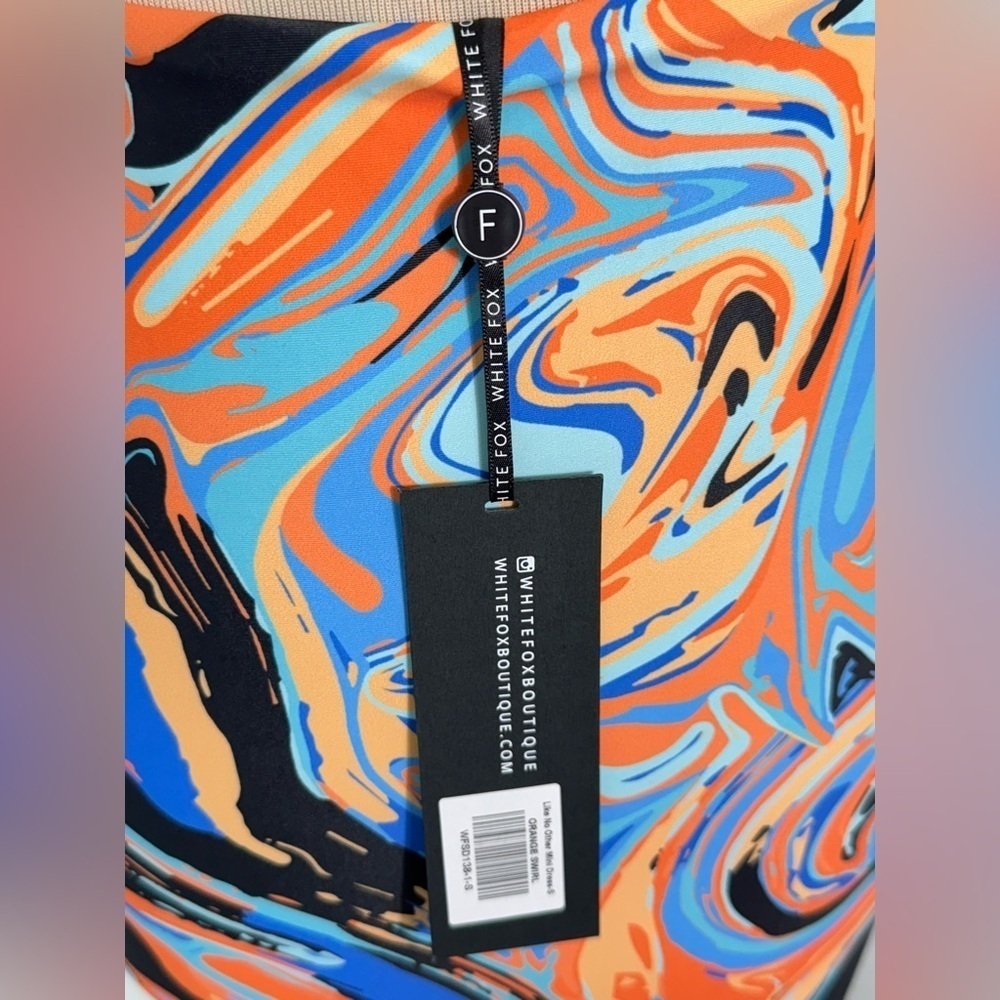 White Fox Boutique Like No Other Mini Dress size small orange/blue/black - Picture 13 of 14